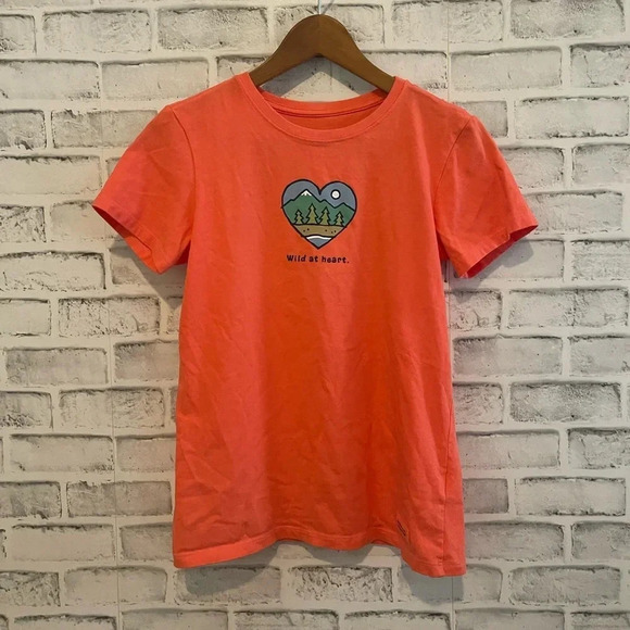 Women’s Life is Good Wild at Heart coral colored short sleeve t-shirt XS - Picture 1 of 4